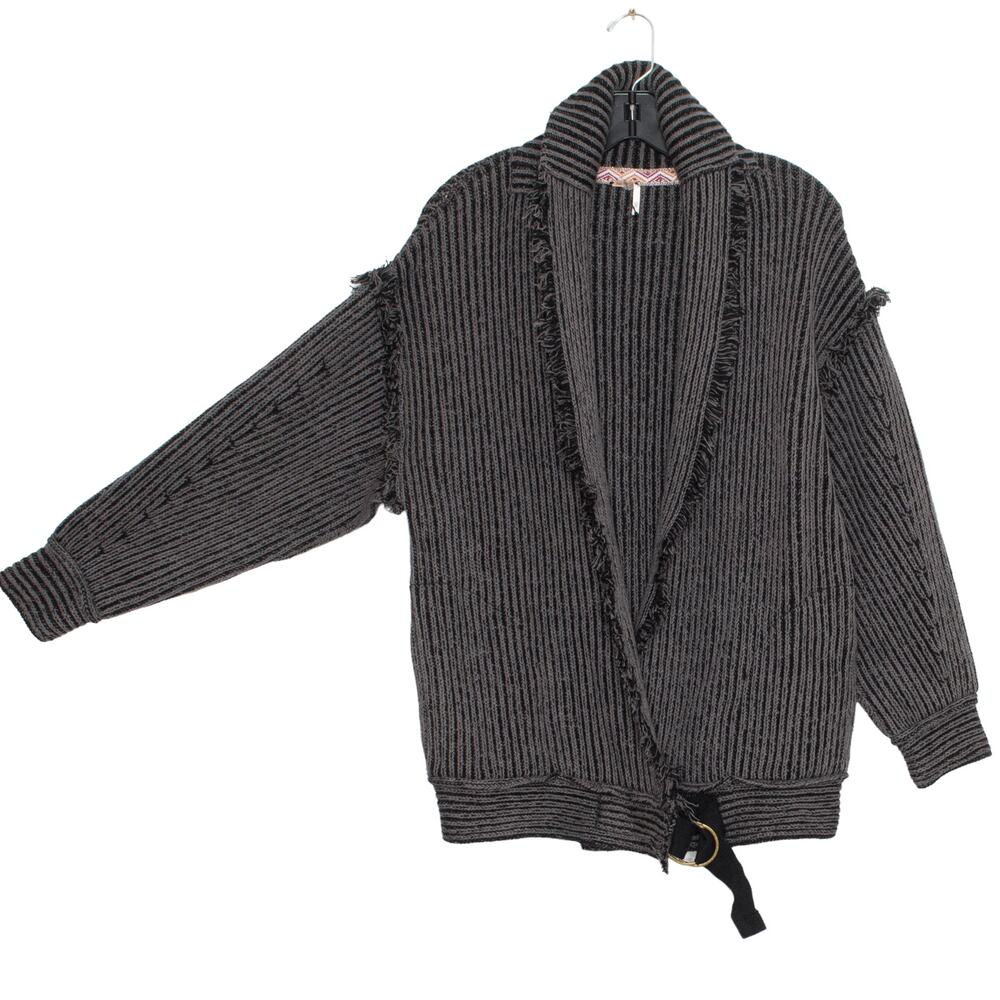 NEW Free People Cardigan Oversize Chunky Grunge Y2K Dark Academia Rare Gray XS - Picture 6 of 6